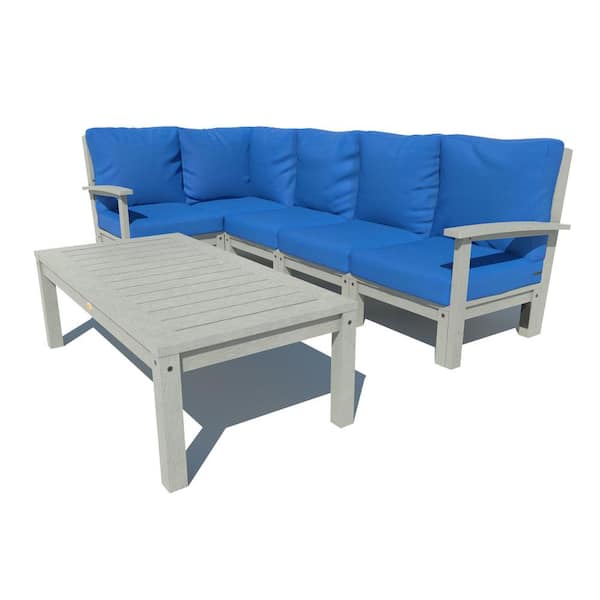 Highwood Bespoke Deep Seating 6-Piece Plastic Outdoor Sectional Set with Conversation Table and with Cushions