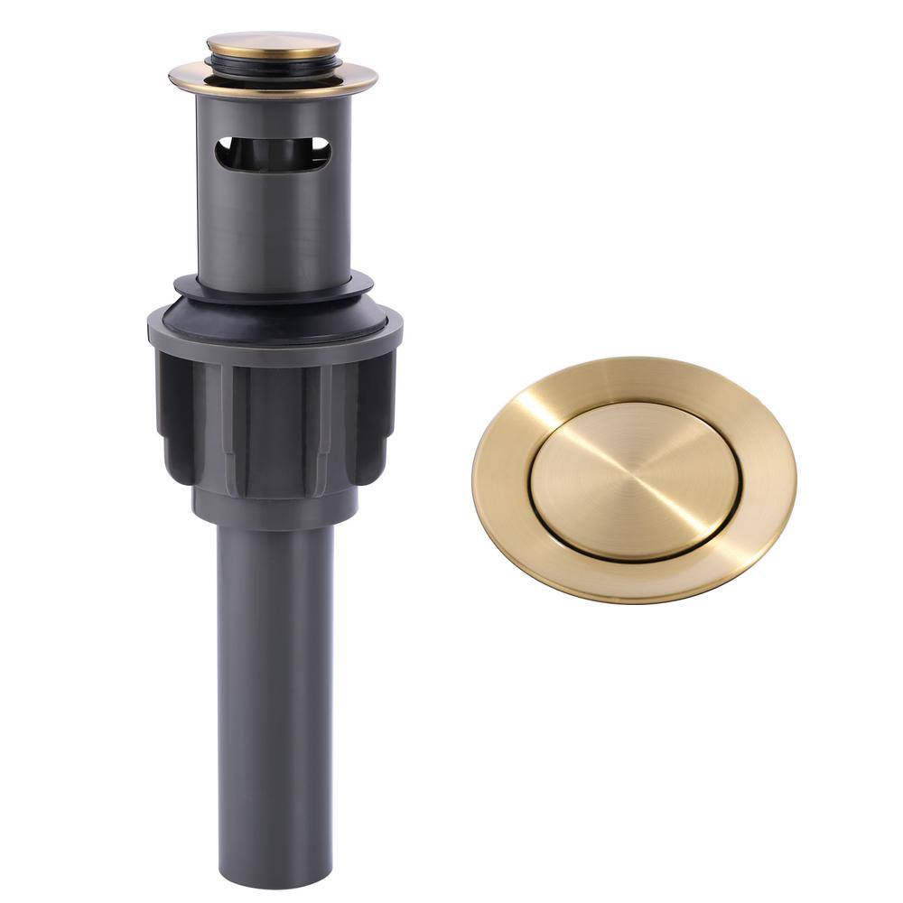 Brushed Gold Pop-Up Bathroom Sink Drain with Overflow