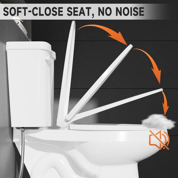 Unbranded - 19 in. ADA Height 2-Piece Toilet 1.28 GPF Single Flush Elongated White Tall Toilet Comfort Bowl Height Bathroom Toilet