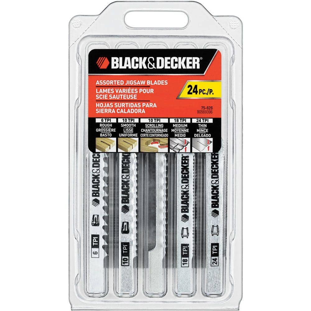 BLACK+DECKER Assorted Jig Saw Blade Set (24-Piece) 75-626 - The Home Depot
