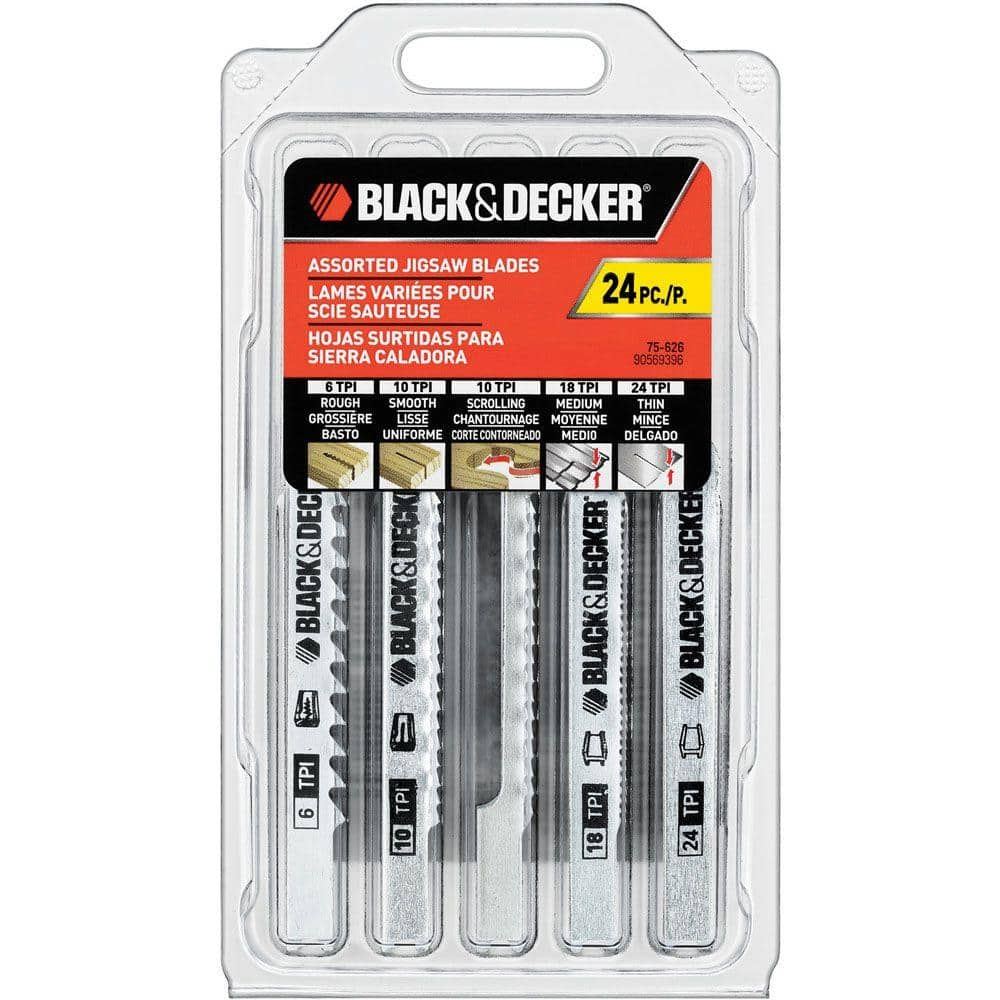 BLACK DECKER Assorted Jig Saw Blade Set 24 Piece 75 626 The