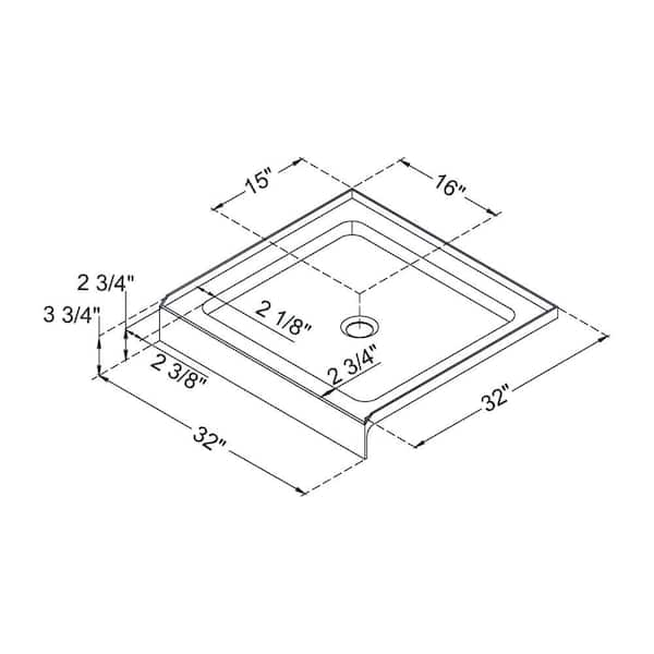 DreamLine Slimline 32 x 32 Single Threshold Shower Base and QWALL-5 Shower Backwall Kit