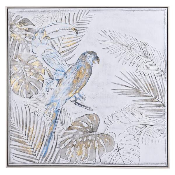 StyleCraft Kalani Framed Animal Wall Art 33 in. x 33 in. Parakeet Play WI33722DS The Home Depot