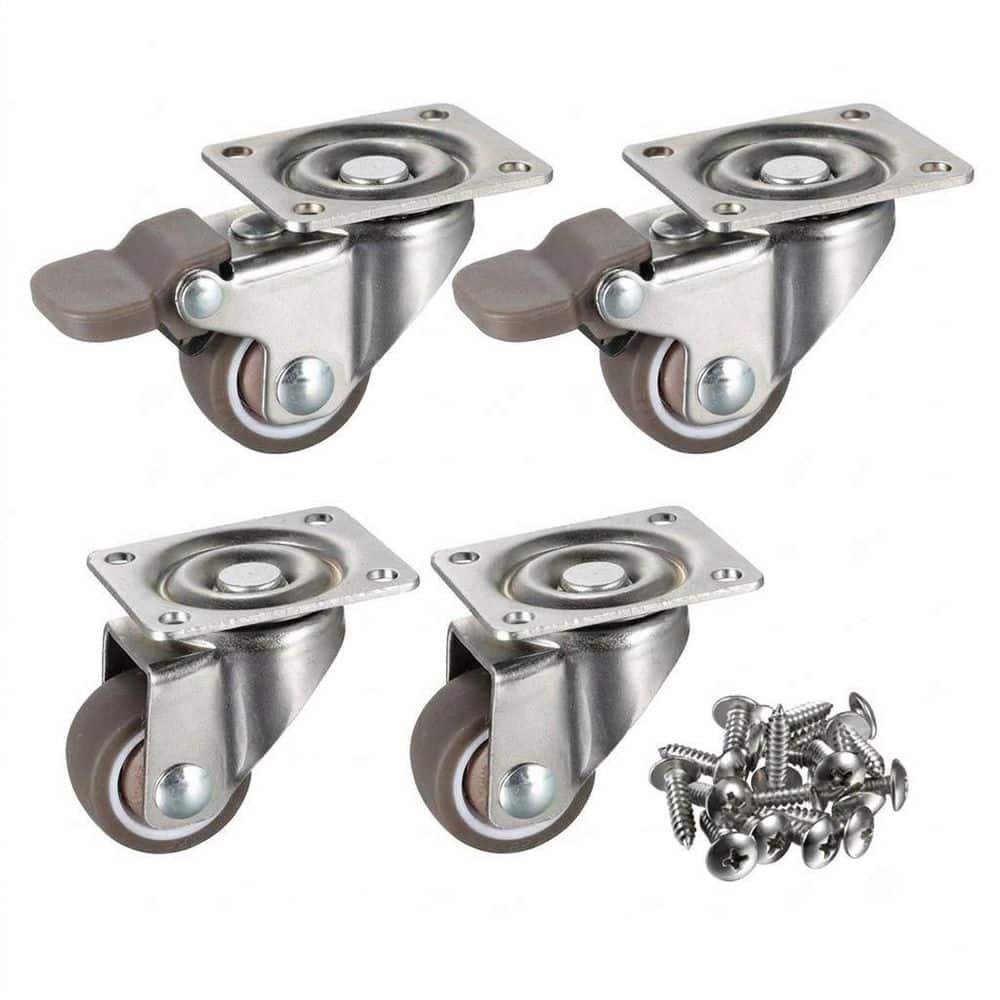 4 Pack 1 in. Soft Rubber Swivel Casters Wheels with 360° Top Plate, 100 ...