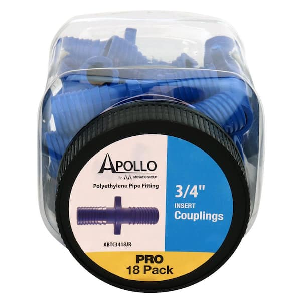 Apollo 3/4 in. Barb Insert Blue Twister Polypropylene Coupling Fitting Jar (18-Pack)