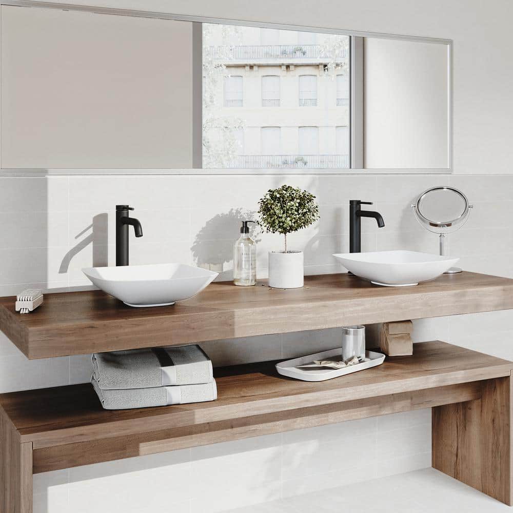 Lexington 10'' Carbon Fiber and Matte Black Bathroom Vessel Faucet