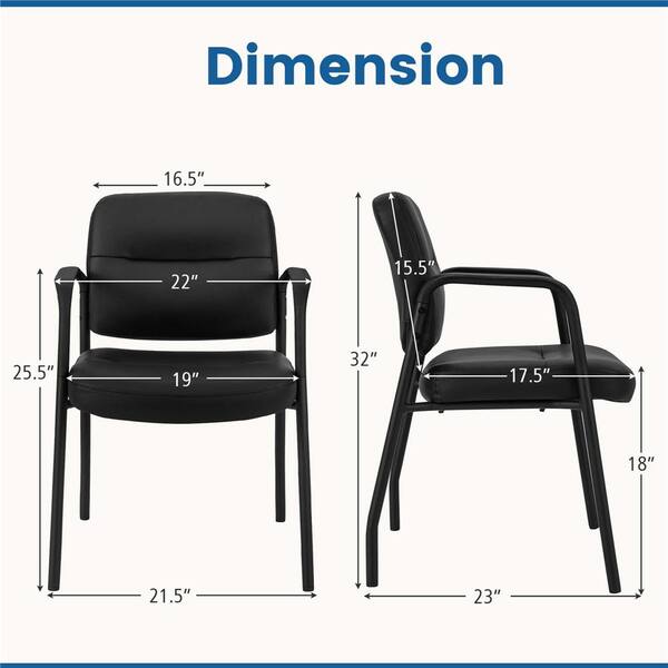 Costway Black PU and PVC leather Waiting Room Chair Set of with