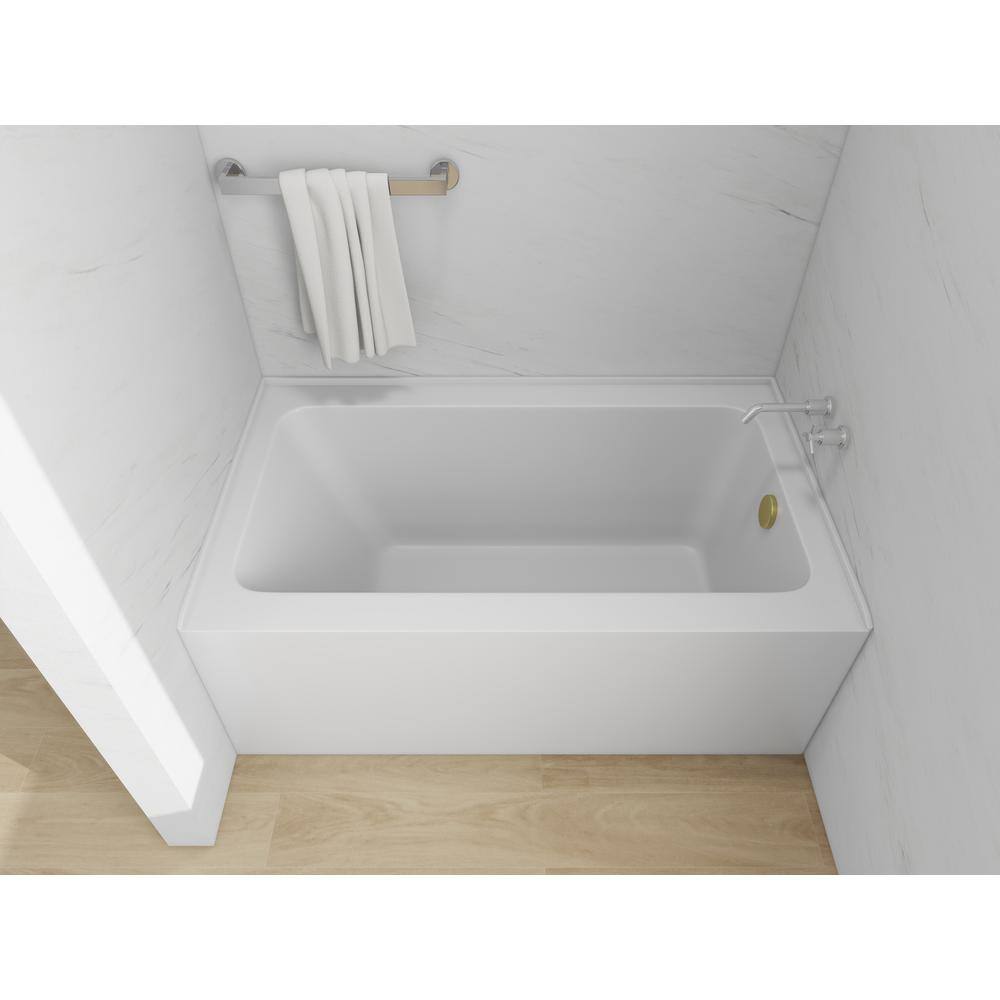 White Acrylic 54-Inch Alcove Soaking Bathtub with Right Drain