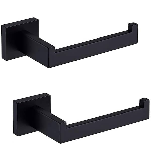 2 Pack Bathroom Wall-Mount Single Post Toilet Paper Holder Rustproof Tissue Roll Dispenser in Matte Black