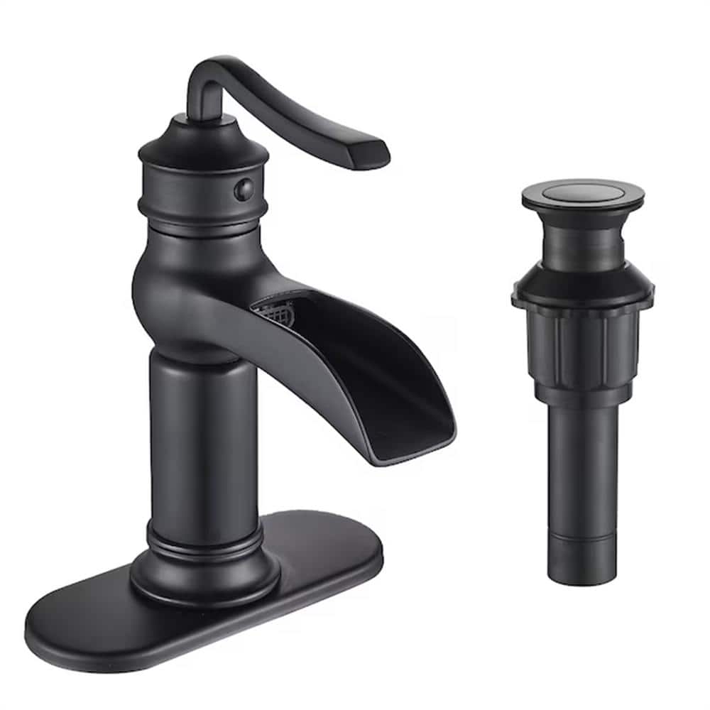 Oil Rubbed Bronze Waterfall Bathroom Sink Faucet with Pop-Up Drain