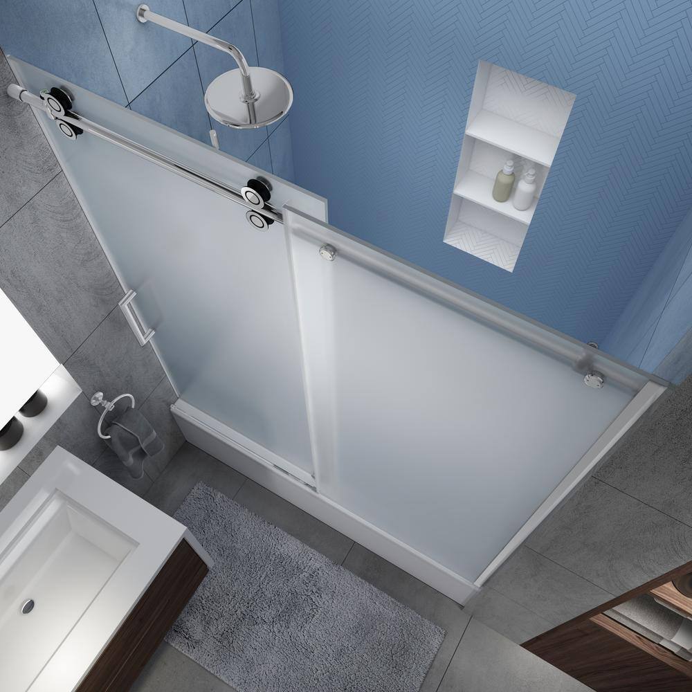 Langham XL 70" High x 60" Wide Chrome Frameless Sliding Tub Door