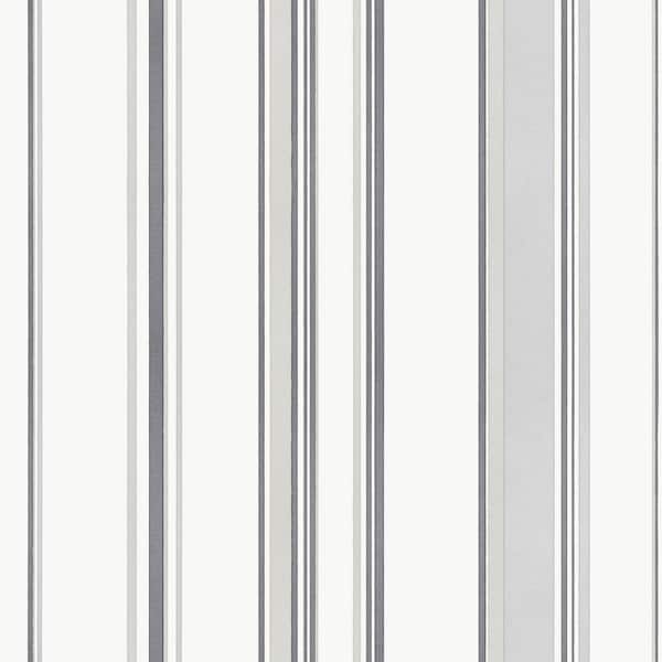 Unbranded Smart Stripes 3 Grey/White Casual Stripe Matte Finish Non-Pasted Vinyl on Non-Woven Wallpaper Sample