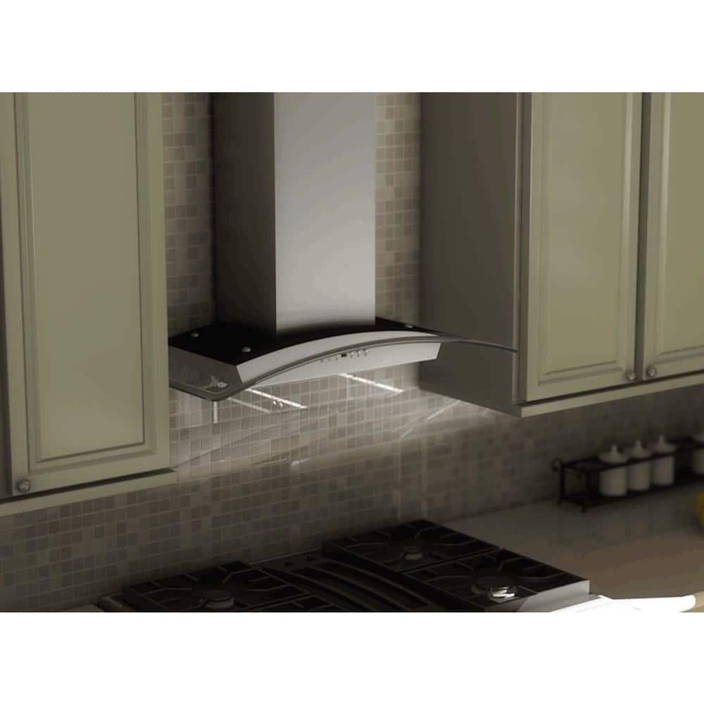 30" Stainless Steel Convertible Wall Mount Range Hood with Glass Canopy