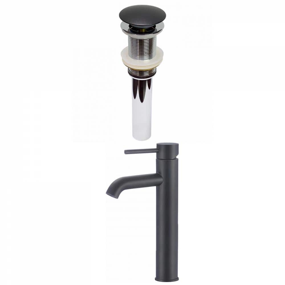 Katrina Single Handle Vessel Sink Faucet with Pop-Up Drain in Black 16GS-29