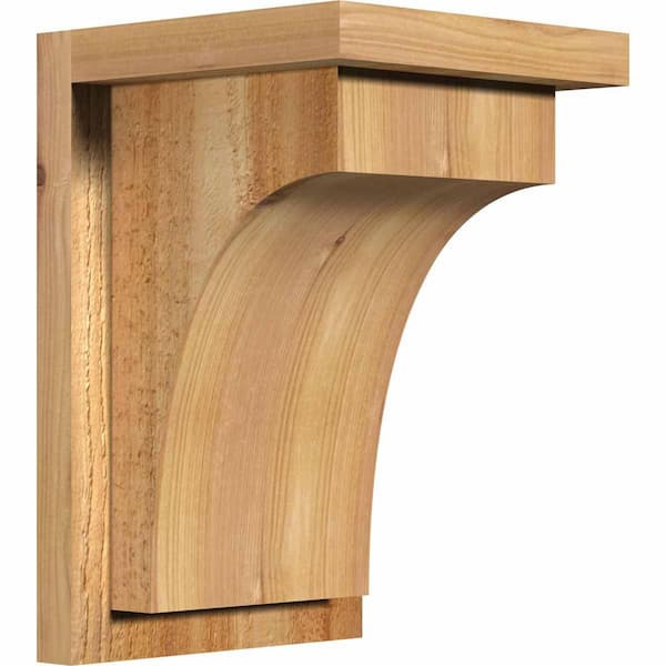 Ekena Millwork 8 in. x 8 in. x 12 in. Western Red Cedar Huntington Rough Sawn Corbel with Backplate