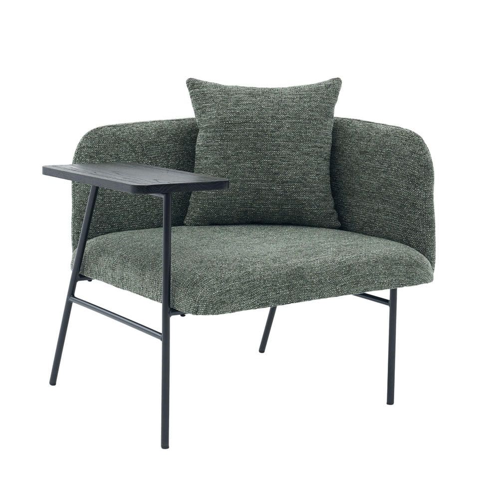 Modern Emerald Linen Upholstered Metal Frame Accent Arm Chair with Small Table Back Pillow and Side Pocket price history on PriceWatchPro