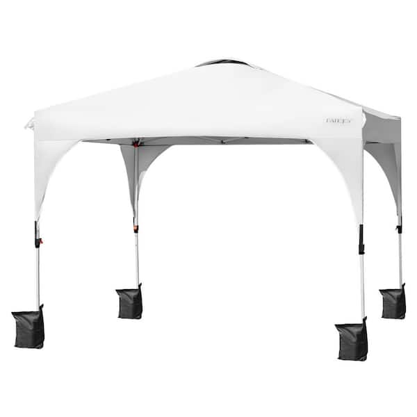Clihome 10 ft. x 10 ft. Outdoor Adjustable Pop-up Camping Canopy Tent in White with Roller Bag
