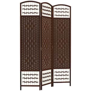 3-Panel Room Divider, Folding Privacy Screen, 5.6 in. Room Separator,  Fiber Freestanding Partition Wall Divider, Brown