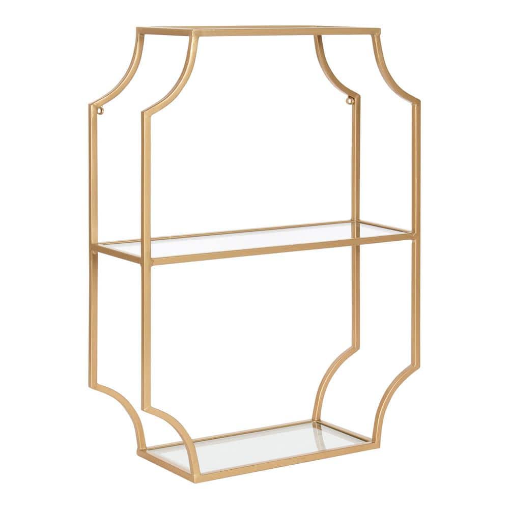 Kate and Laurel Ciel in. x 18 in. x 24 in. Gold Metal Floating Decorative  Wall Shelf Without Cubbies With Brackets 220468 The Home Depot