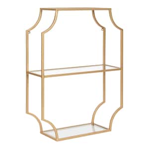 Ciel 6 in. x 18 in. x 24 in. Gold Metal Floating Decorative Wall Shelf Without Cubbies With Brackets