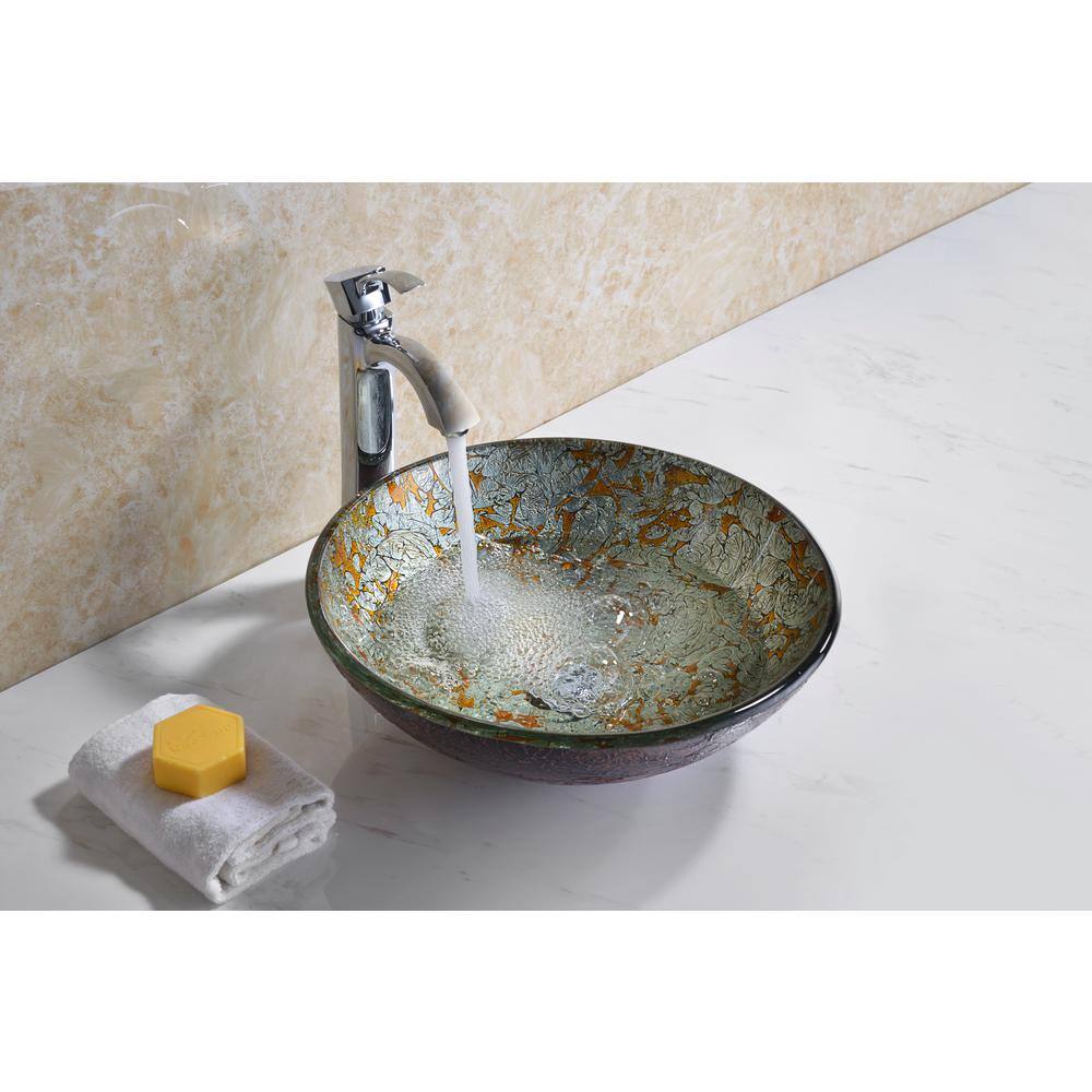 Arctic Blaze Tempered Glass Circular Vessel Sink