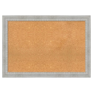 Rustic White Wash Wood Framed Natural Corkboard 40 in. x 28 in. bulletin Board Memo Board