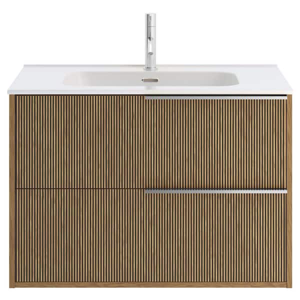 CHAMELEON CONCEPTS Demeter Art Chrome 32 in.W x 18.1 in. D x 22.8 in. H Deco Wall Mounted Vanity with Single Sink and White Ceramic Top
