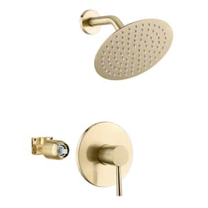 Modern Single-Handle 1-Spray Shower Faucet 1.8 GPM with Ceramic Disc Valves in Brushed Gold