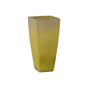 9 in. L x 20 in. H Yellow Snow Ceramic Square Planter with High-fire Treatment