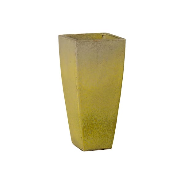 Emissary 9 in. L x 20 in. H Yellow Snow Ceramic Square Planter with High-fire Treatment