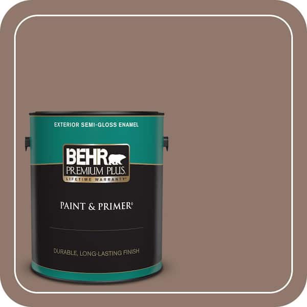 BEHR PREMIUM PLUS 1 gal. #N170-5 Chocolate Heart Semi-Gloss Enamel Exterior Paint & Primer