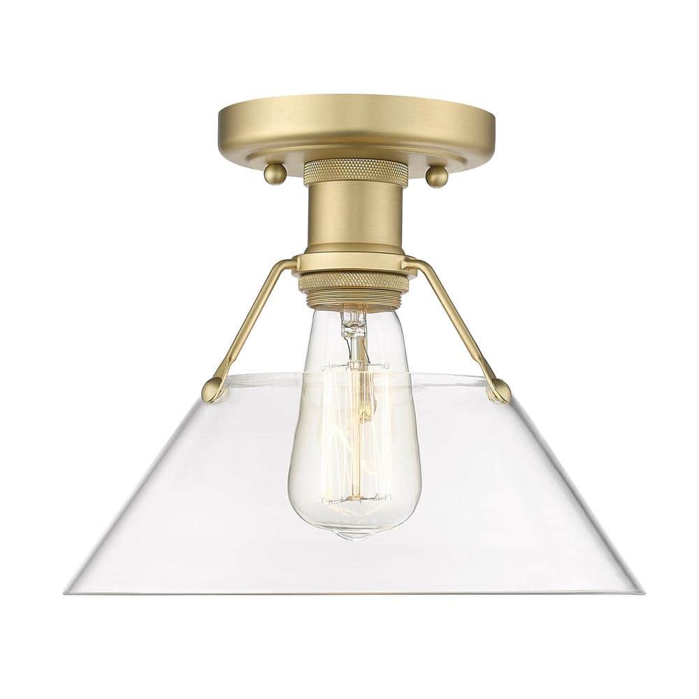Matte Black and Champagne Bronze 10" Industrial Flush Mount with Clear Glass