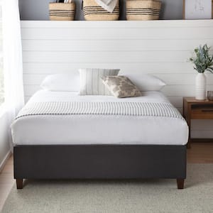 Ava Charcoal Twin Upholstered Platform Bed with Slats