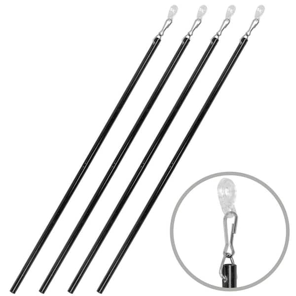 3/8" Fiberglass Baton with Snap and Adaptor - 48 inch long in Black (4PCS)