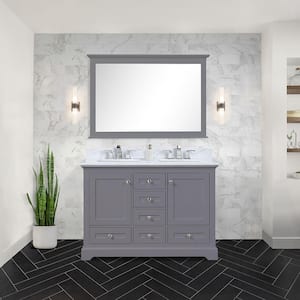 Dukes 48 in. W x 22 in. D Dark Grey Double Freestanding Bath Vanity with Carrara Marble Top