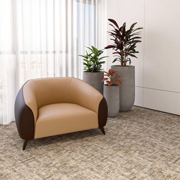 Leisuremod Modern Single-Seater Sofa Upholstered in Leather Arm Chair with Metal Legs and Foam-Filled Seat in Brown