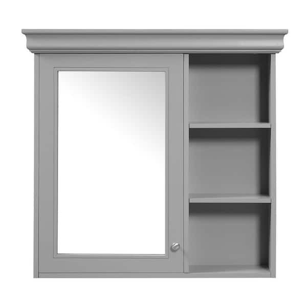 30.07 in. W x 28.74 in. H Rectangular Wood Medicine Cabinet with Mirror, Wall Mounted Mirror Cabinet W/ Adjustable Shelf