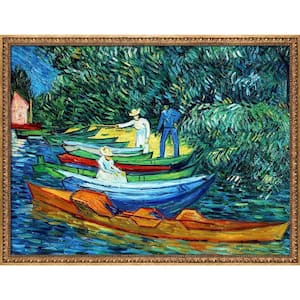 Rowing Boats on Banks of Oise by Vincent Van Gogh Versailles Gold Framed Nature Painting Art Print 39.5 in. x 51.5 in.