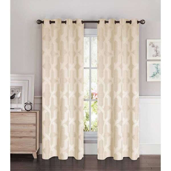 Bella Luna Semi-Opaque Drona Thermal 84 in. L Room Darkening Grommet Curtain Panel Pair, Taupe (Set of 2)