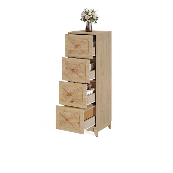 TRIBESIGNS WAY TO ORIGIN Cindy 4-Drawer Natural Wood Color Engineered Wood 15.8 in. W Vertical File Cabinet, Wood Storage Cabinet for Home Office