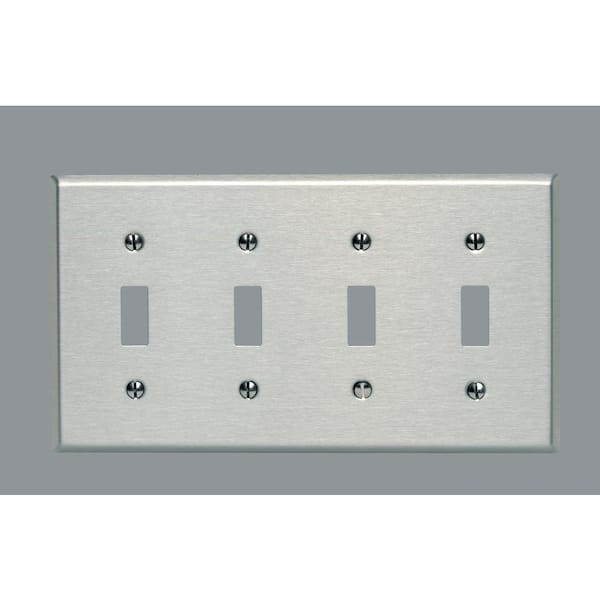 Leviton 4-Gang Stainless Steel 430 Magnetic Toggle Metal Standard Wall Plate (1-Pack) 84012