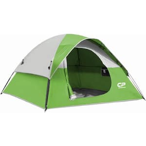 3-Person Dome Tents for Camping, Waterproof Windproof Backpacking Tent, Lightweight Tents with 3 Mesh Windows (Green)