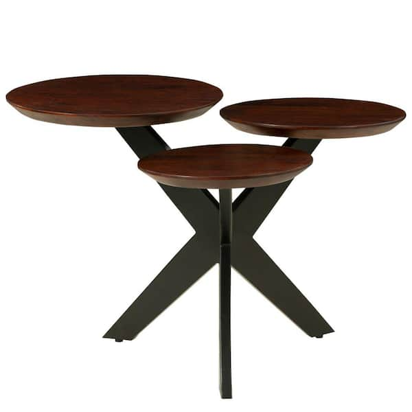 THE URBAN PORT 36 in Modern Brown and Black Round Coffee Table