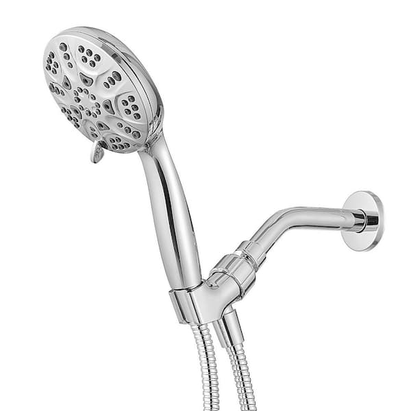 BWE 6-Spray 4.3 in. Wall Mount Handheld Shower Head 1.8 GPM Extra Long ...