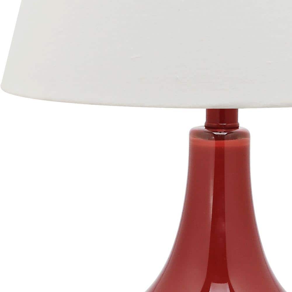 Amy 24-inch Red Glass Gourd Table Lamp Set with Cotton Shade