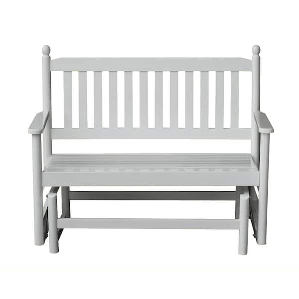 Unbranded 2-Person White Wood Outdoor Patio Glider