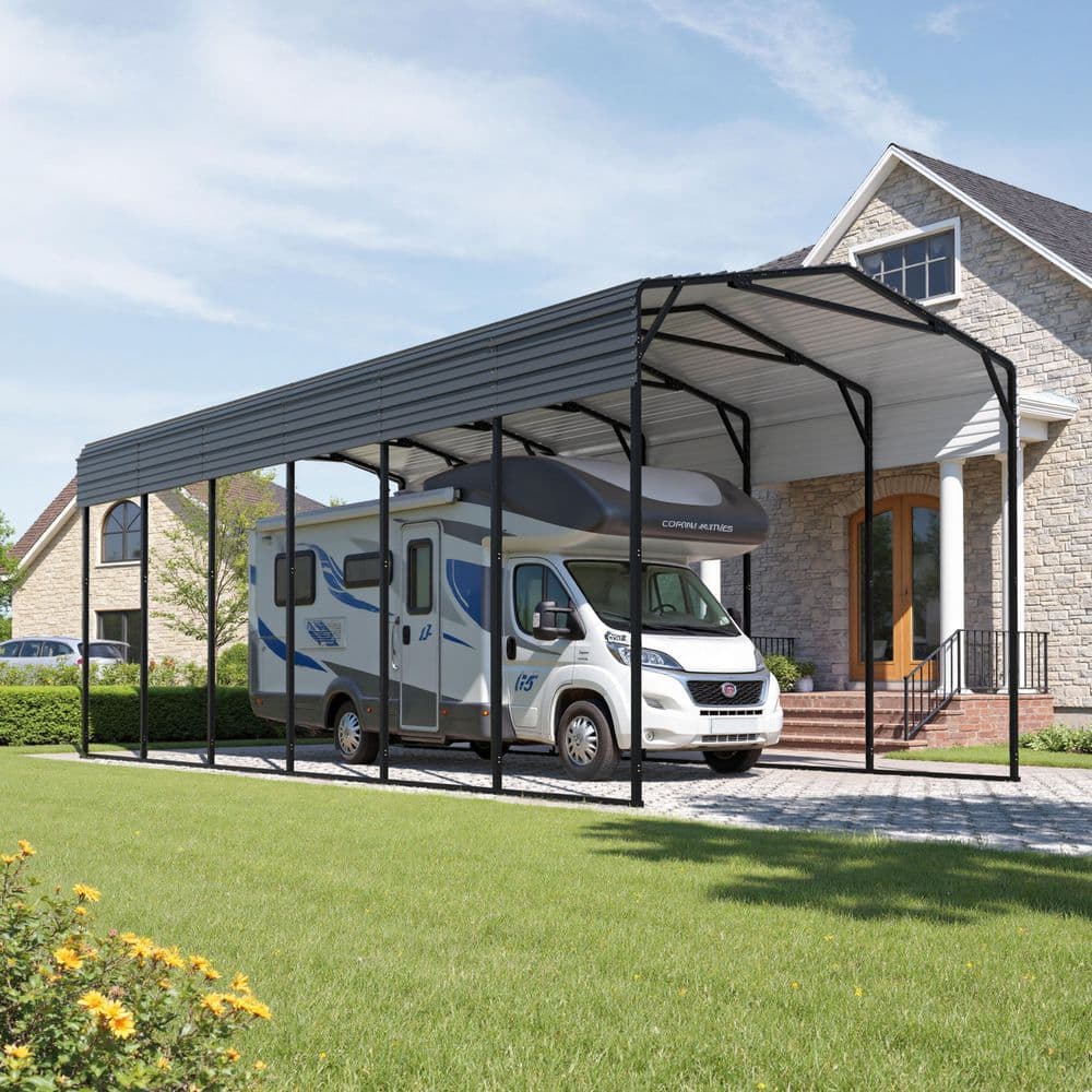 VEIKOUS 14 ft. x 30 ft. Metal Heavy Duty Carport, RV Car Canopy