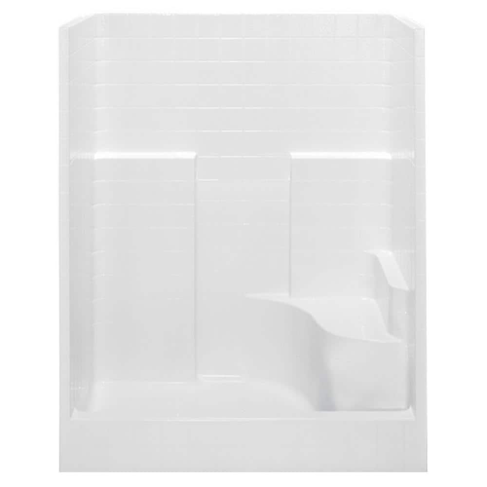 Everyday 60 in. x 35 in. x 72 in. 1-Piece Shower Stall with Right Seat and 