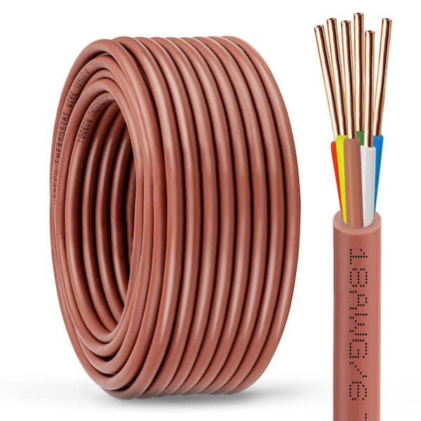 40 ft. 18/6 Solid Copper Thermostat Wire Cable for Heating and Air Conditioning, Doorbells, Low Voltage Applications