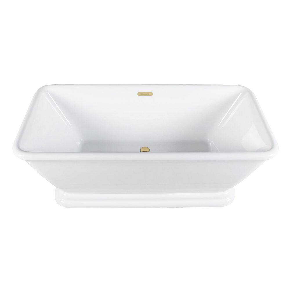 Aqua Eden 66 in. x 30.5 in. Acrylic Flatbottom Soaking Freestanding Bathtub in Glossy White/Polished Brass with Drain price history on PriceWatchPro